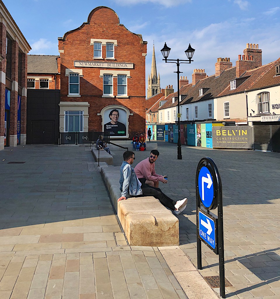 Shops and pedestrian space in Lincoln’s Cornhill Quarter